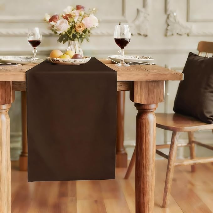 FOLINS&HOME Brown Waterproof Decorative Table Runner 48 Inches Long | 210GSM by FOLINSHOME