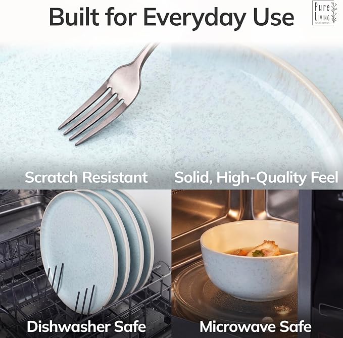 Stoneware dinnerware set 4 persons 16 pcs – Modern style plates and bowls set - Image 4