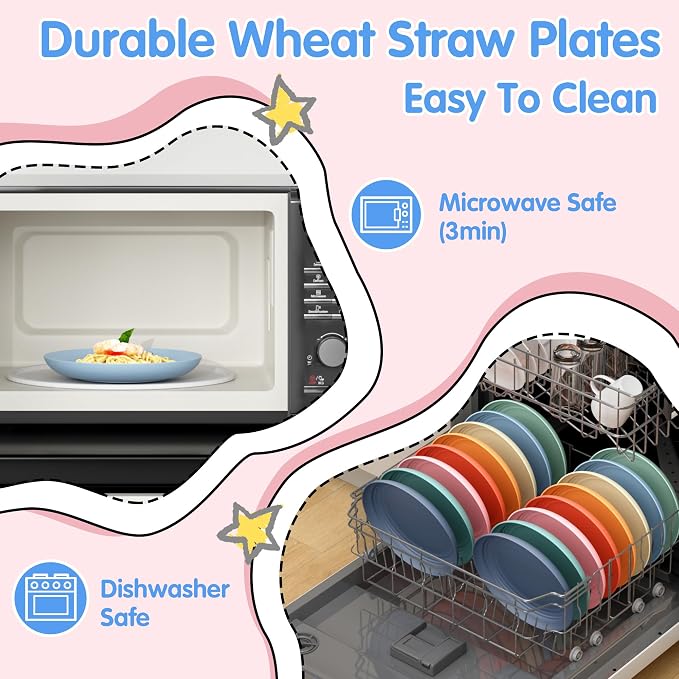 Quatish 16 PCS Unbreakable Reusable Plastic Plates, 8 inch Dishwasher & - Image 5