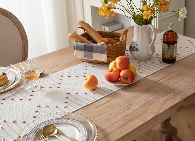 Caflife Boho Table Runner 13 x 60 Inch Long Natural Cotton Woven Runner - Image 3