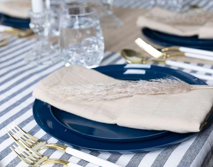 Dark Blue Plastic Party Plates Edge Collection Premium heavyweight Elegant - Image 4