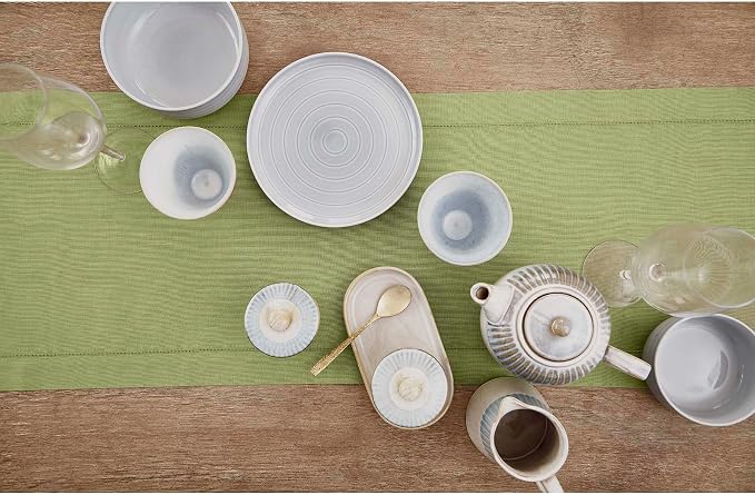 Solino Home 100% Pure Linen Table Runner Moss Green Hemstitch, 14 x 90 in | - Image 3