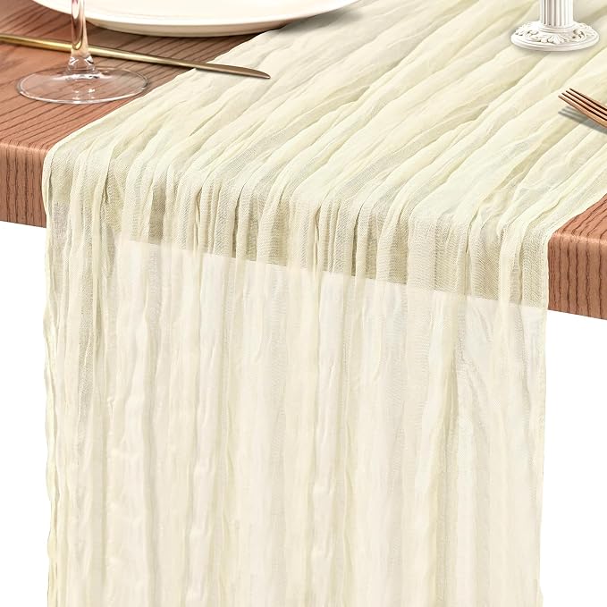 4 Pack Cheesecloth Table Runner 10FT Beige Table Runner Boho Gauze Cheese Cloth - Image 9