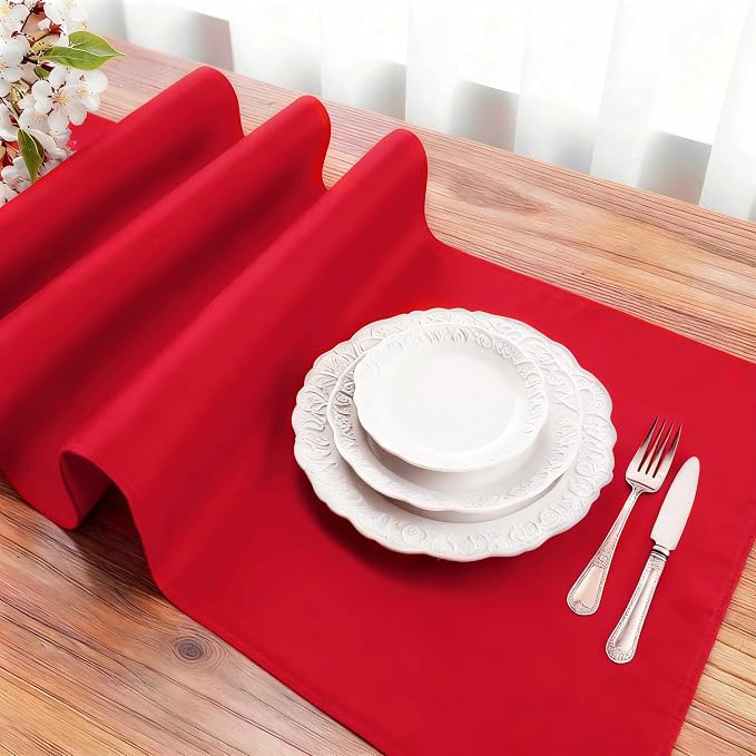 FOLINS&HOME Red Waterproof Decorative Table Runner 72 Inches Long | 210GSM - Image 3