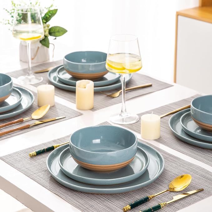 AmorArc Dinnerware Sets for 4, 12 Pieces Ceramic Plates and Bowls Set | Scratch - Image 7