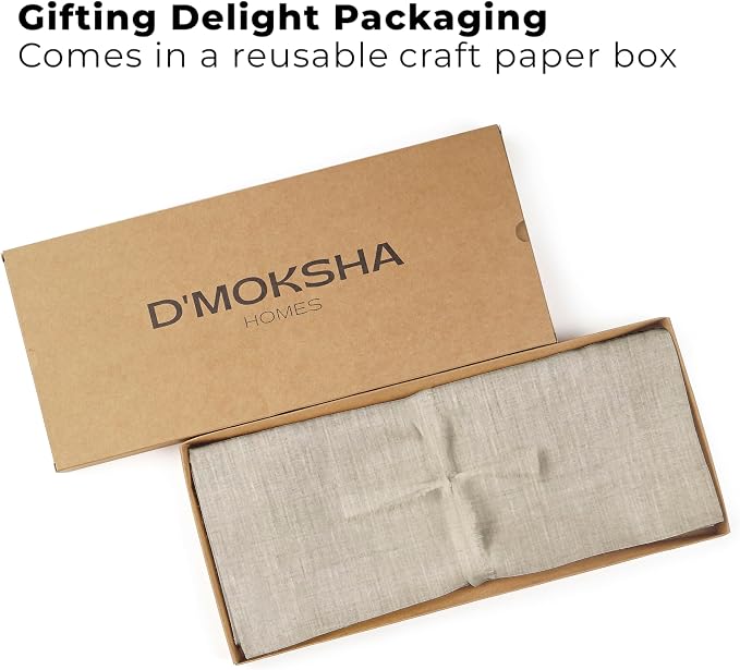 Classic Linen™ by D'Moksha Natural Table Runner 72 Inches Long, 100% Pure Linen - Image 4