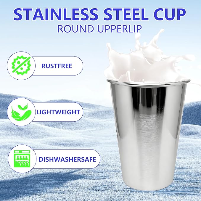 20oz 100PCS Stainless Steel Pint Cups, Reusable metal Cups, Drinking | Pint - Image 4