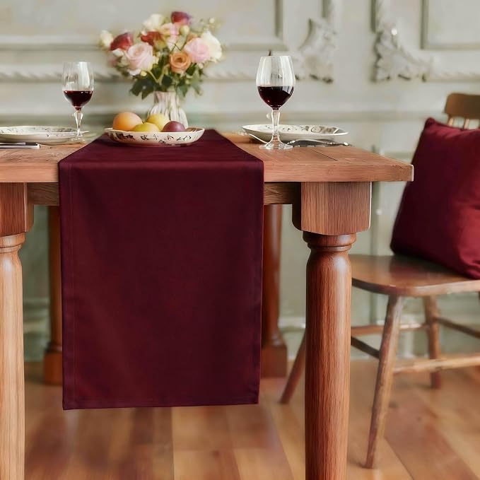 FOLINS&HOME Burgundy Waterproof Decorative Table Runner 48 Inches Long | 210GSM by FOLINSHOME