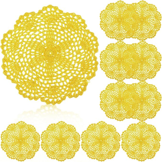 10 Pcs 8 Inch Cute Crochet Doilies Crochet Flower Coasters Handmade Cotton by Gandeer