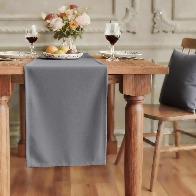 FOLINS&HOME Grey Waterproof Decorative Table Runner 48 Inches Long | 210GSM by FOLINSHOME