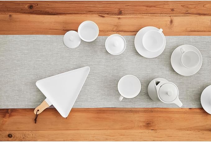 Solino Home 100% Pure Linen Table Runner Oyster Grey, Athena 14 x 108 in | - Image 3