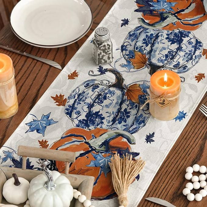 Artoid Mode 210 GSM Fall Table Runner 13x120 Inch Home Party Decor | Pumpkins - Image 4