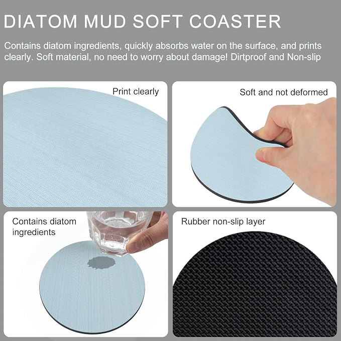 Sky Blue Thin Lines Coasters Set of 6, Absorbent Coasters - Image 9
