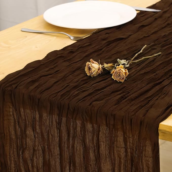3 Pack Brown Cheesecloth Table Runner 120 Inch Boho Wedding Decor | Cheesecloth by Fixwal