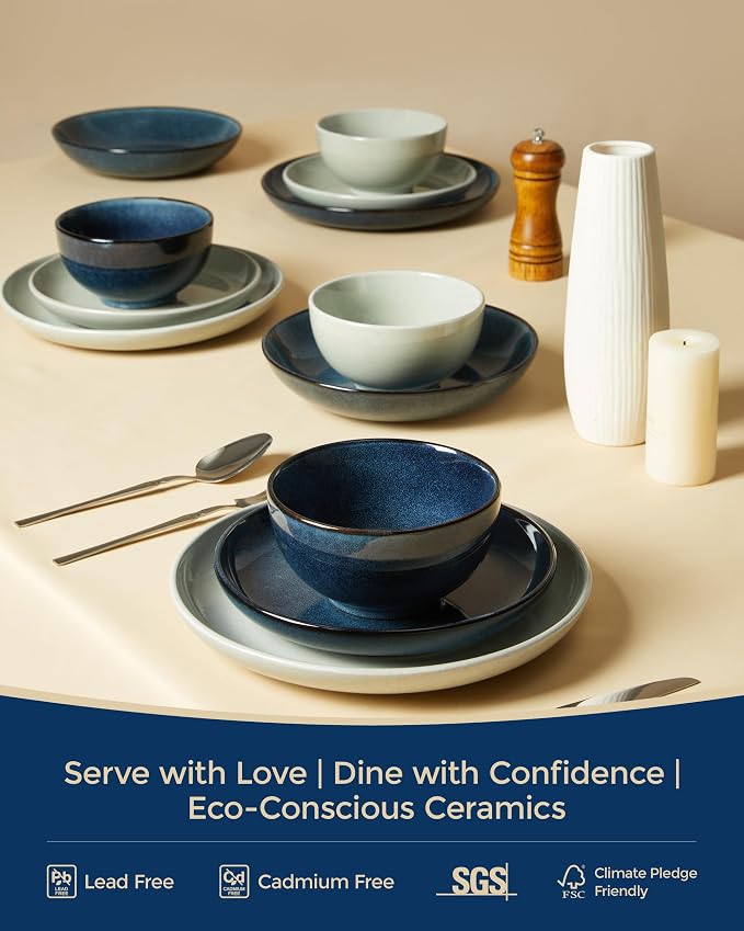 32 Piece Double Bowl Dinnerware Sets - Image 7