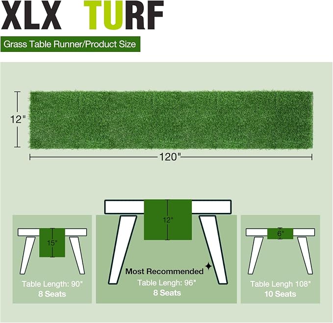 XLX TURF Green Artificial Grass Table Runner 12x120 Golf Party Decorations | - Image 2
