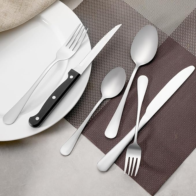 49 Pcs Silverware Set with Organizer, Stainless Steel Flatware Cutlery Set - Image 8