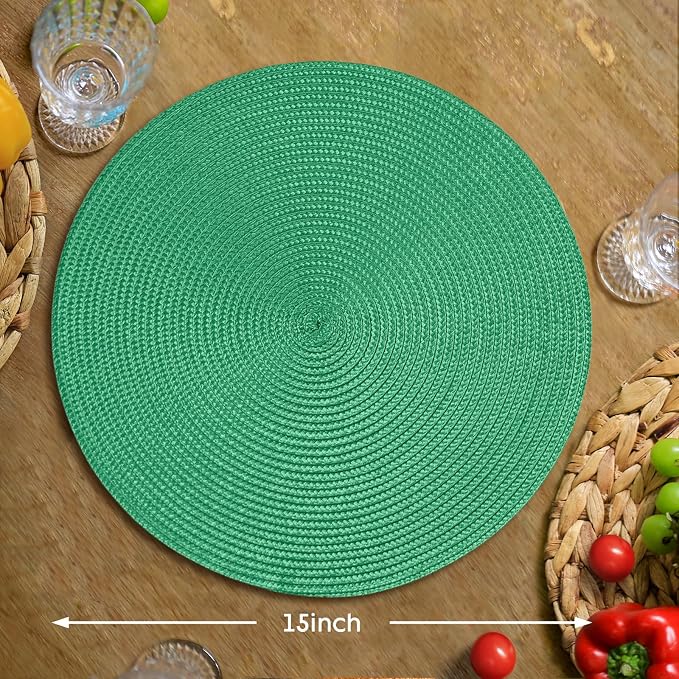 FunWheat Round Braided Placemats Set of 4 Table Mats - Image 2