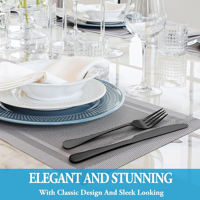 48 Pcs Black Silverware Set - Image 6