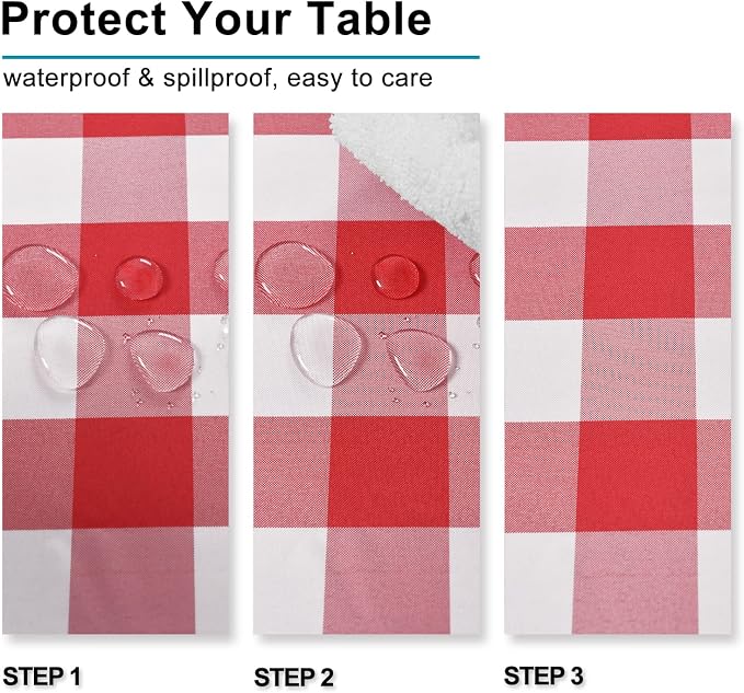 Red and White Checkered Tablecloth Rectangle - Image 3