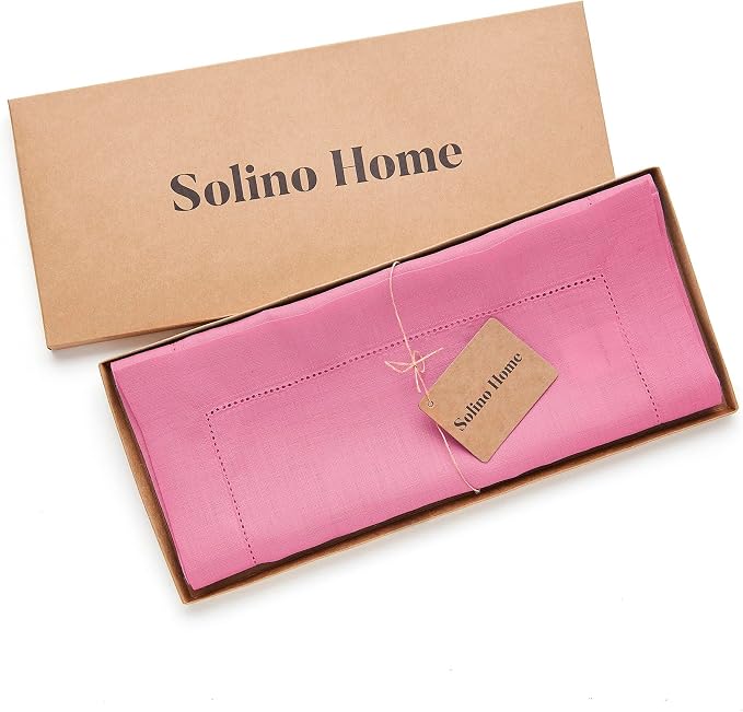 Solino Home 100% Pure Linen Dining Table Runner Flamingo Pink, 14 x 144 in | - Image 5