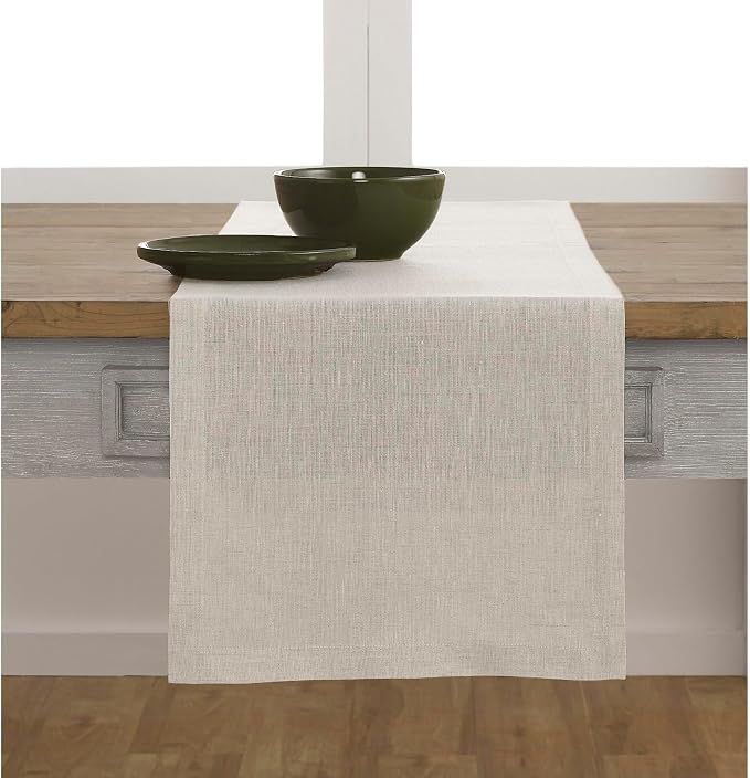 Solino Home 100% Pure Linen Table Runner Natural Long, Athena 14 x 120 in | - Image 2
