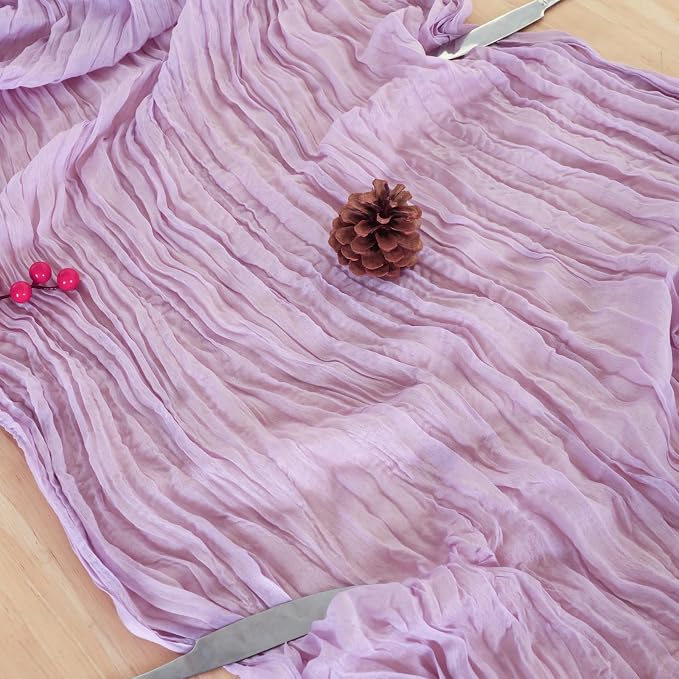 6 Pack Lilac Purple Cheesecloth Table Runner 120 Inch Boho Wedding Decor | - Image 6