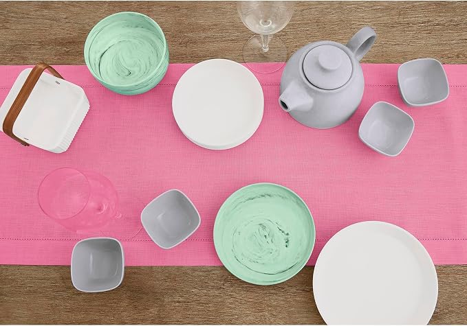 Solino Home 100% Pure Linen Dining Table Runner Flamingo Pink, 14 x 144 in | - Image 3