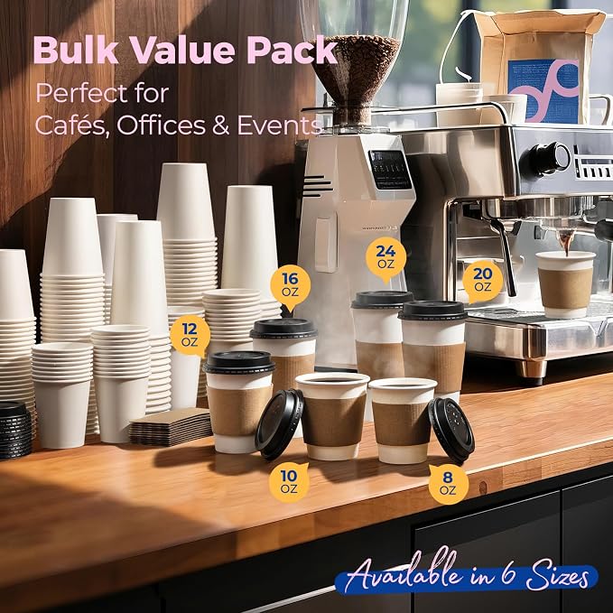 Fit Meal Prep 50 Pack 10 oz Disposable Coffee Cups - Image 7