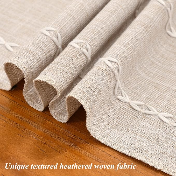 Wracra Rustic Linen Table Runner, Light Coffee Table Runners 48 inches Long | - Image 3