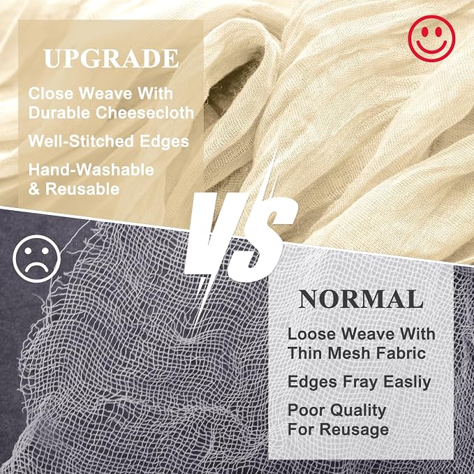 Cheesecloth Table Runner Beige 10FT Boho Gauze Runner, 6 Pack | 120 Inch Cheese - Image 4