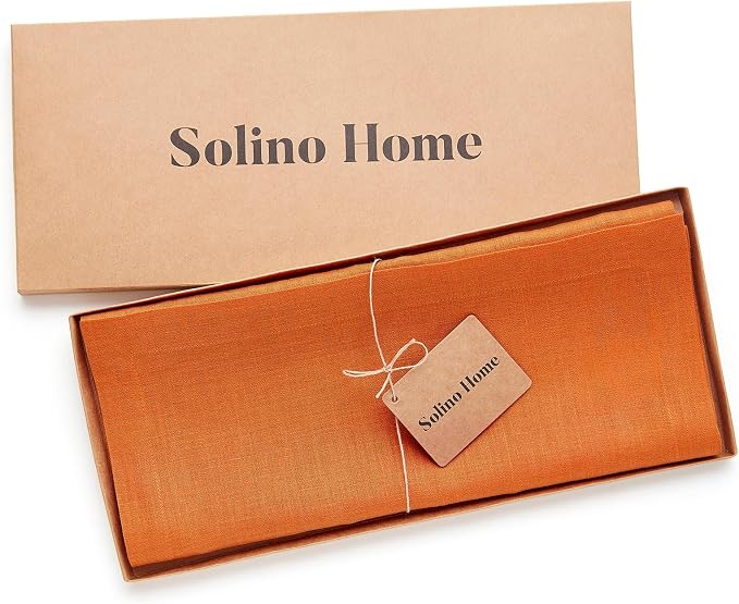 Solino Home 100% Pure Linen Dining Table Runner Orange, Fete 14 x 36 in | Table - Image 7