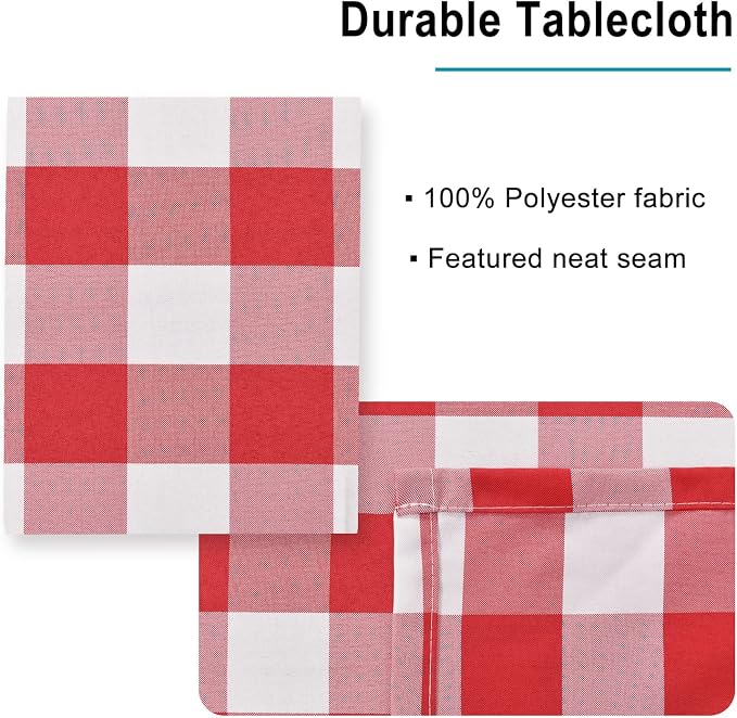 Red and White Checkered Tablecloth Rectangle - Image 4
