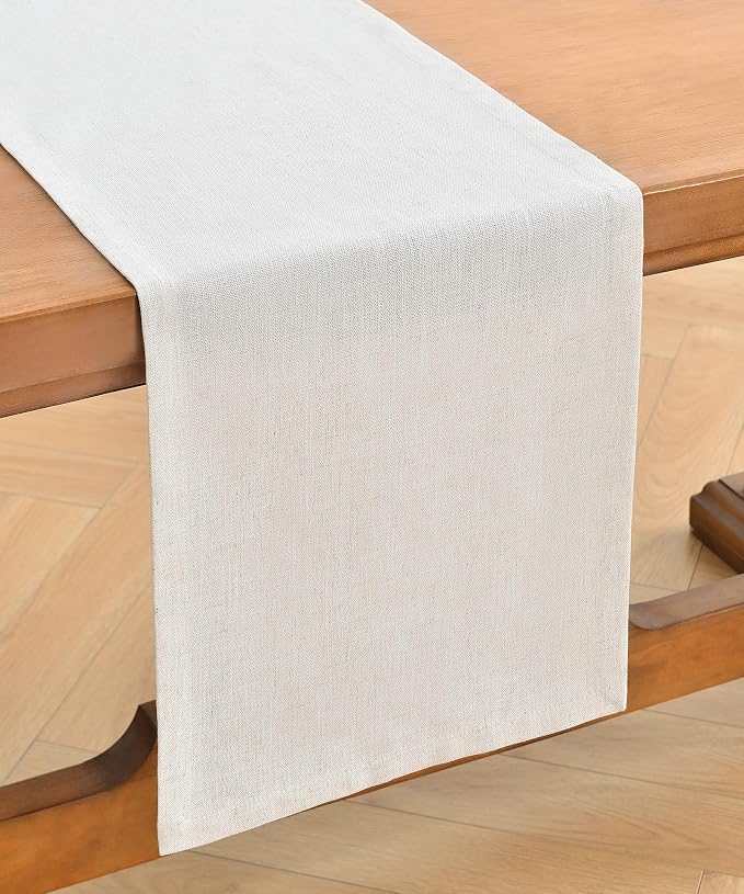Wracra Linen Table Runner, Burlap Cream Table Runners 48 Inches Long | Rich - Image 7