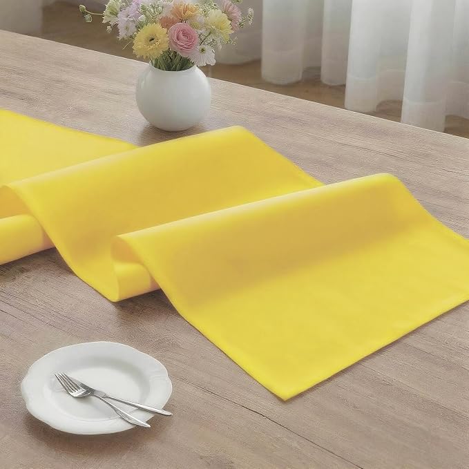 MEANMOY Yellow Table Runner 90 Inches Long Waterproof Table Runners | Washable - Image 3