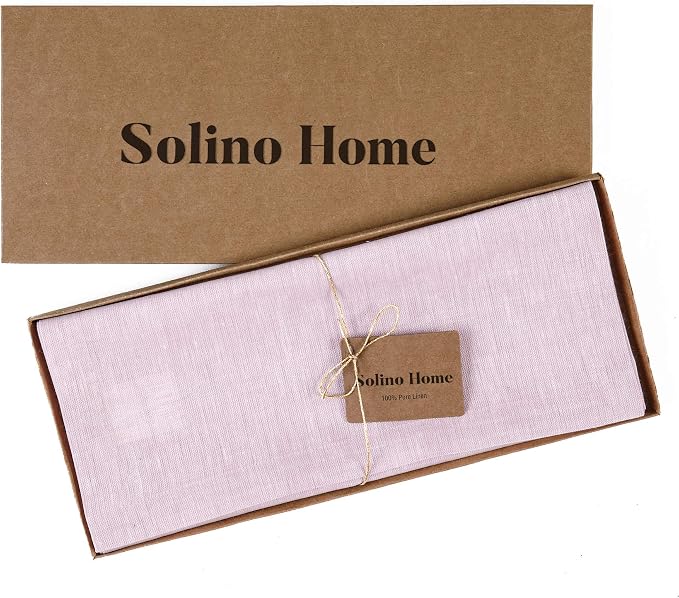 Solino Home 100% Pure Linen Dining Table Runner Pink, Athena 14 x 132 in | - Image 5