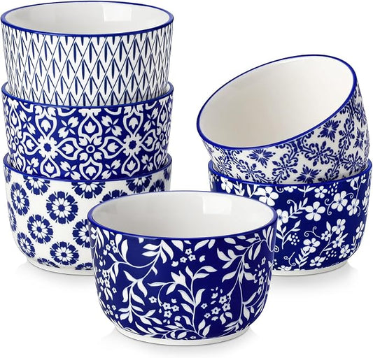 vancasso Selene 8 Oz Porcelain Ramekins Set of 6, Baking Dessert Cups | Vintage by vancasso