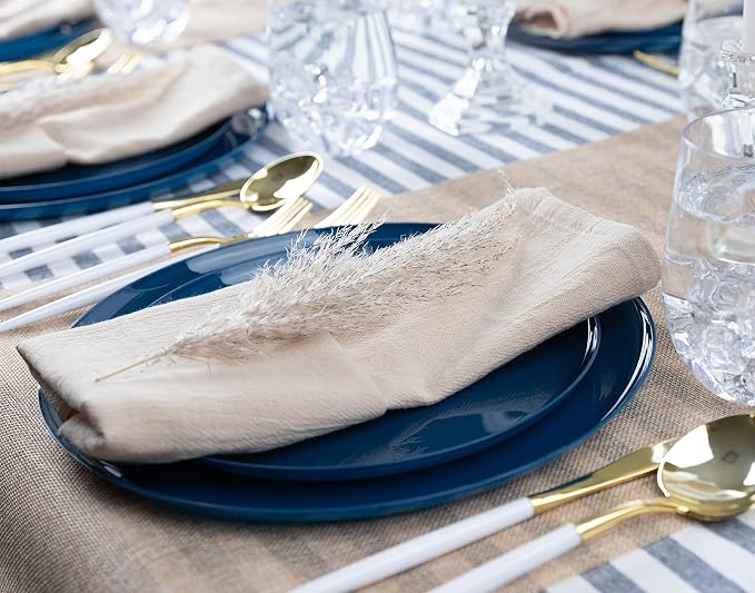 Dark Blue Plastic Party Plates Edge Collection Premium heavyweight Elegant - Image 5