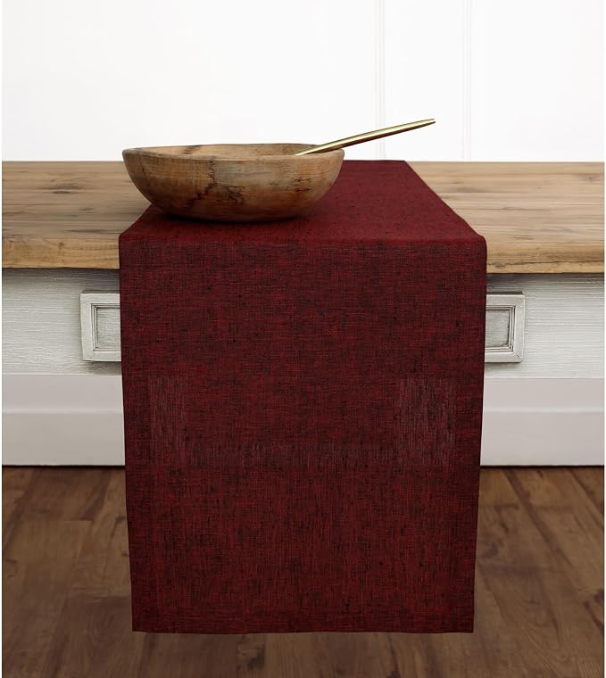 Solino Home 100% Pure Linen Dining Table Runner Red, Athena 14 x 90 in Long | - Image 2