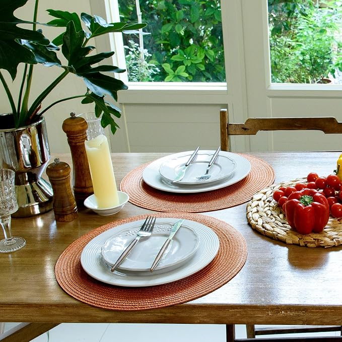 FunWheat Round Braided Placemats Set of 8 Table Mats - Image 5
