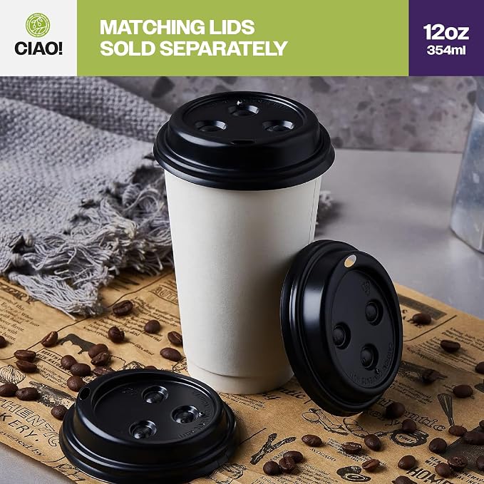 CIAO! 12oz White Paper Hot Cup, Disposable, 90mm Diameter 1 - Image 7