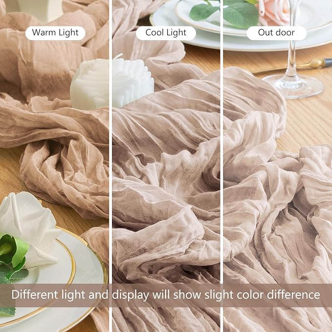 Cheesecloth Table Runner Nude Pink 10FT Boho Gauze Runner, 3 Pack | 120 Inch - Image 8