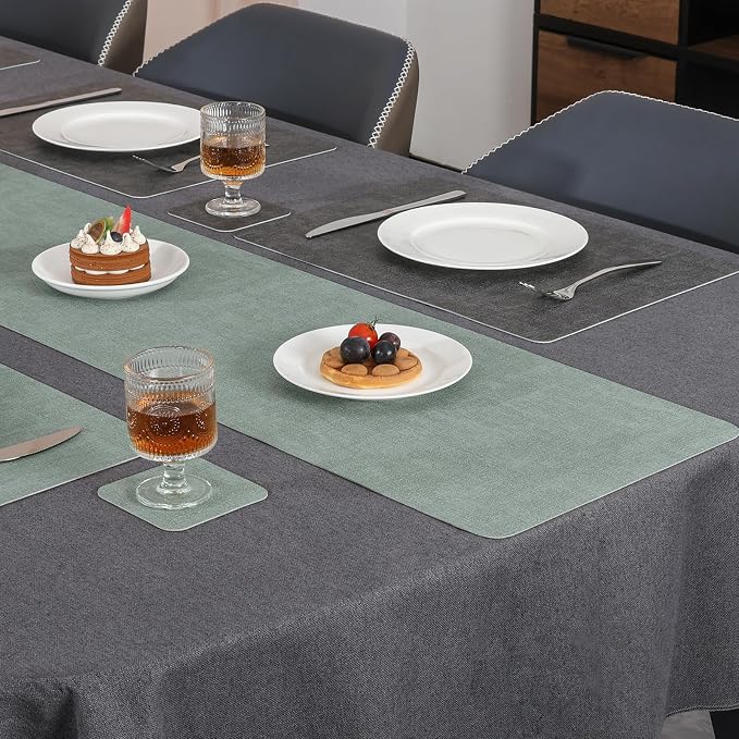 Table Runners 55 Inch Long, Dual-Sided Faux Leather Table Runner | Waterproof - Image 9