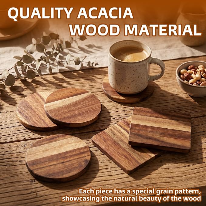 12 Pcs Unfinished Acacia Wood Coasters Bulk, 4 Inch Round Wooden Coasters - Image 5