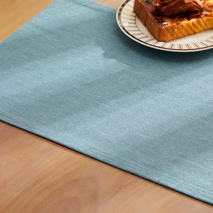 Rustic Cotton Linen Table Runner, 13x60 Inches River Blue | Farmhouse Style - Image 6