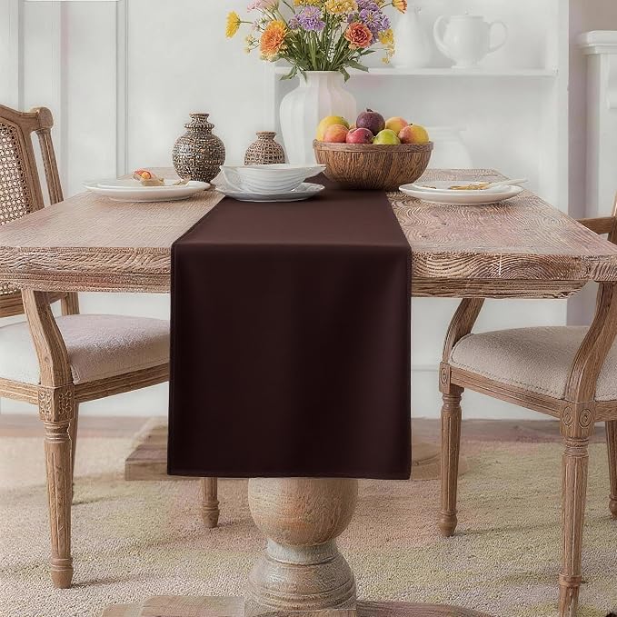 MEANMOY Brown Table Runner 90 Inches Long Waterproof Washable Table Runners | by MEANMOY