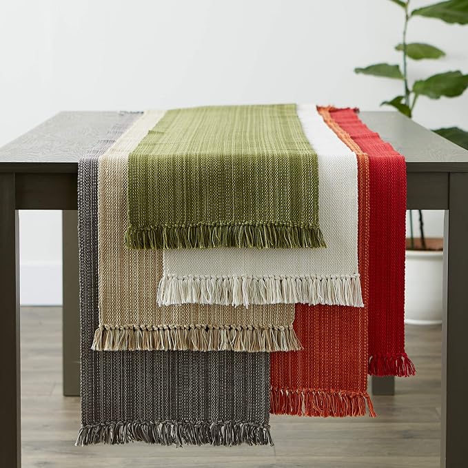 DII Variegated Tabletop Collection, Table Runner3x72, Olive Green - Image 7