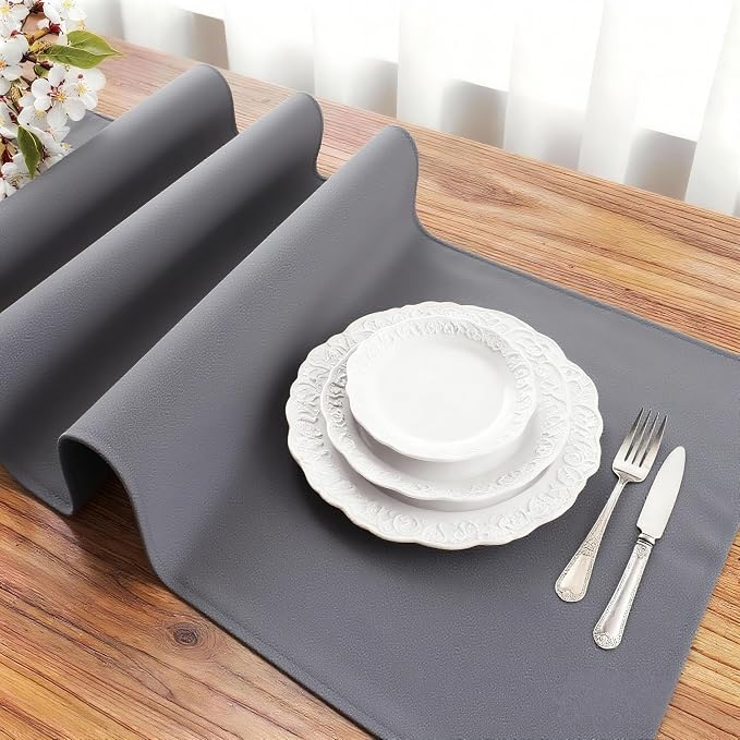 FOLINS&HOME Grey Waterproof Decorative Table Runner 48 Inches Long | 210GSM - Image 3