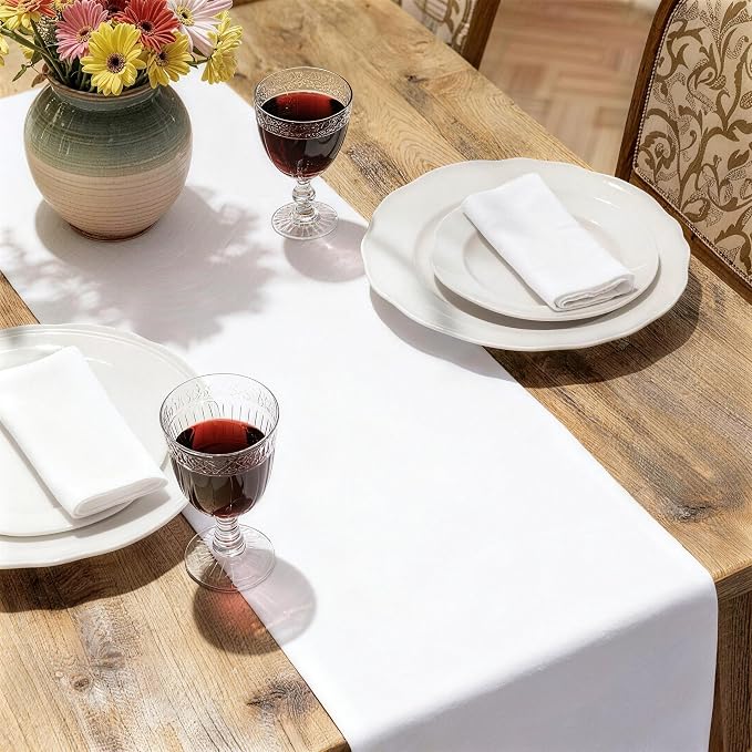 MEANMOY White Table Runner 90 Inches Long Waterproof Table Runners | Washable - Image 6