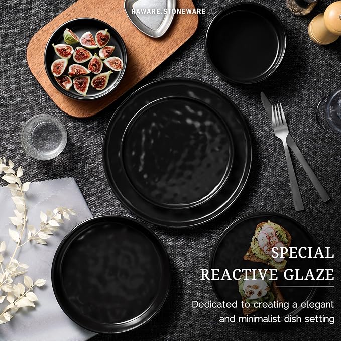 HaWare Dinnerware Sets, 6-Piece Plates and Bowls Set, Stoneware Dish Set - Image 4